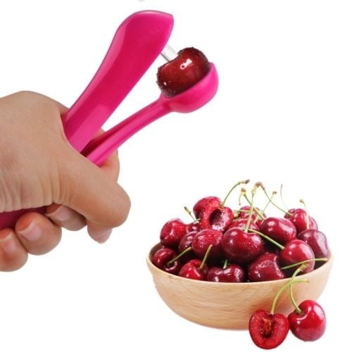 Red Fruit Core Remover Tool Cherries Stoner Olive Pitter Multiple Cherrystone Remover Tool for Making Cherry Pie and Jam QOTSTEOS 6 Holes Cherry Pitter 